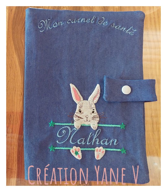 Motif de broderie machine lapin prénom